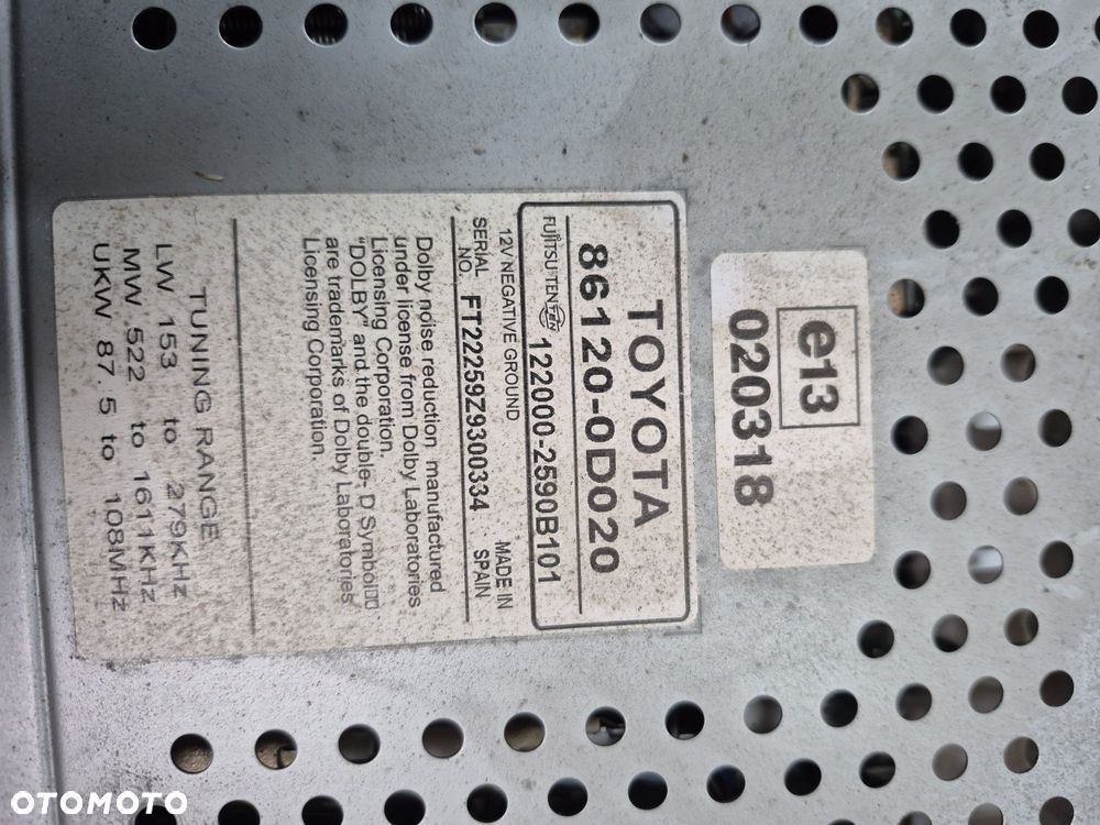 Oryginalne radio toyota yaris I - 3