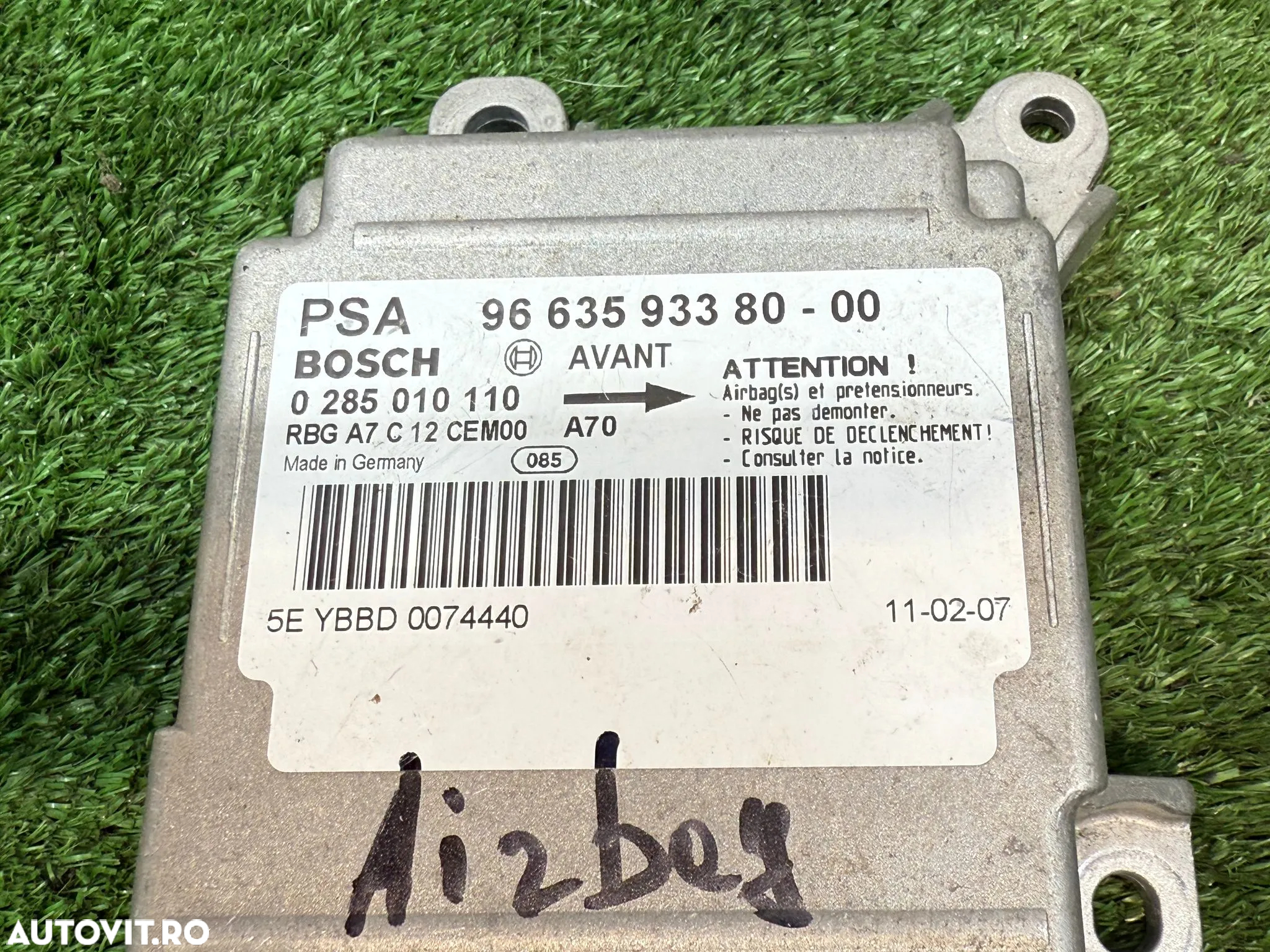 MODUL AIRBAG PEUGEOT 207 1.4 BENZINA 2007 COD OEM 9663593380 2006-2014 - 6