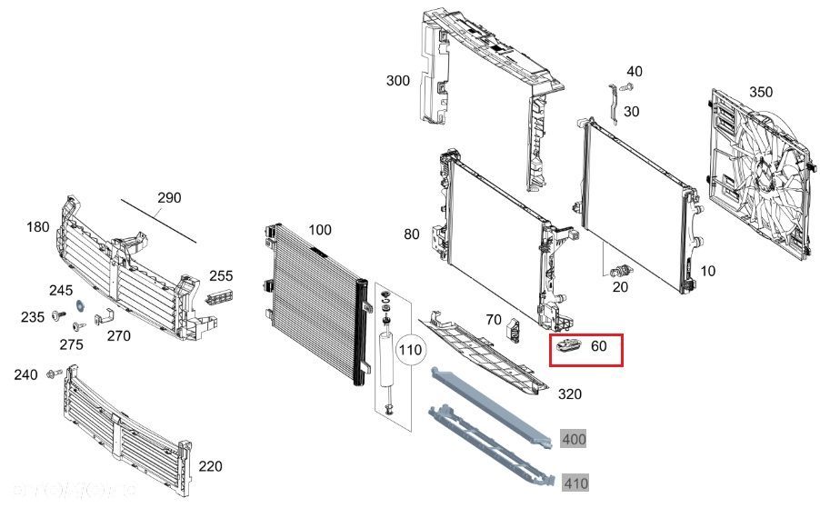 MERCEDES CLA W177 GLA GLB EQA EQB EQE EQS Poduszka guma chlodnicy lewa - 3