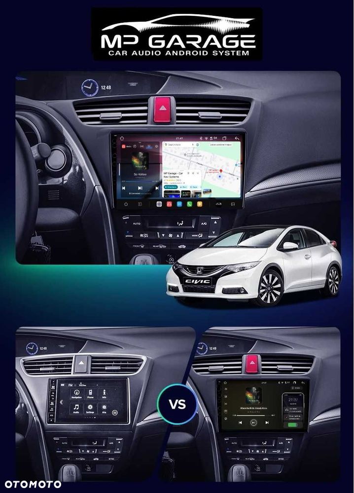 HONDA CIVIC 9 FK FB Nawigacja Android_14 Apple CarPlay/AA Qled Montaż - 2