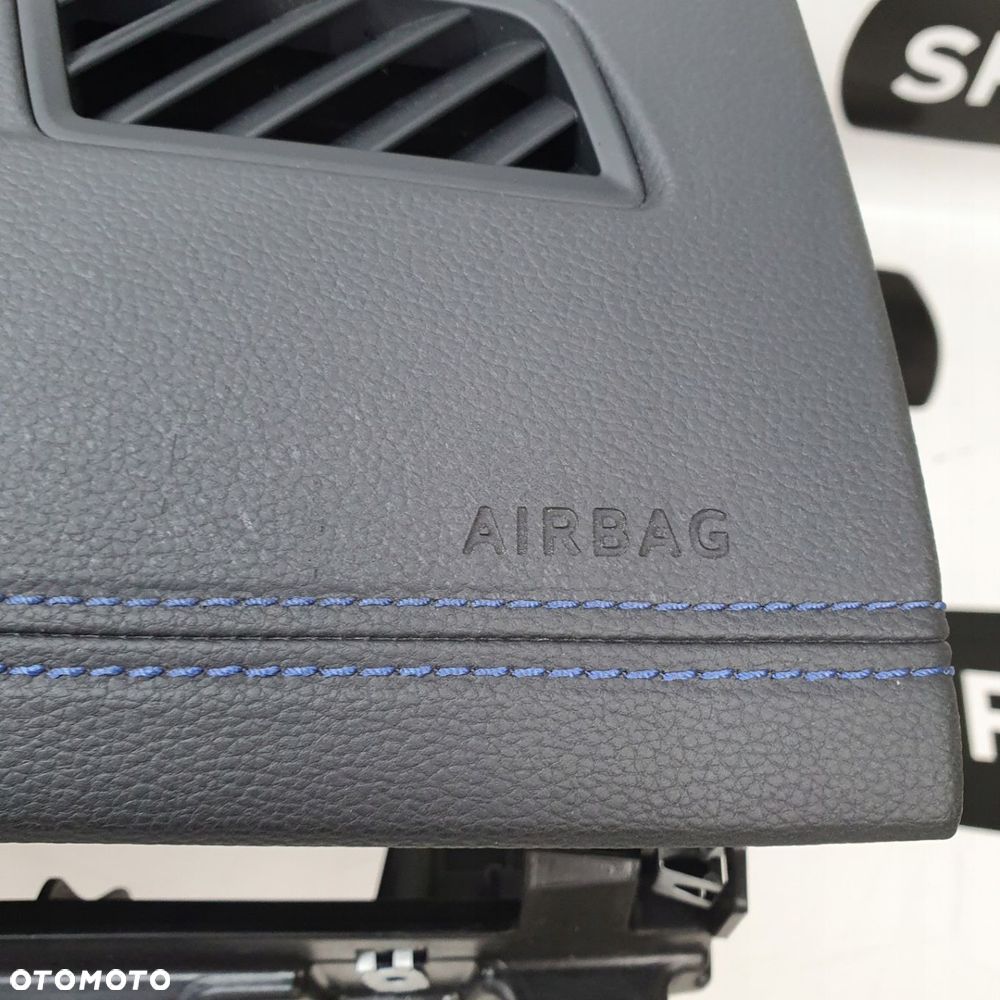 VW TOUAREG III 3 LIFT DESKA ROZDZIELCZA HEAD UP NITKA NIEBIESKA KONSOLA KOKPIT PULPIT PODUSZKI AIRBAG AIR BAG PASY KIT SET - 5