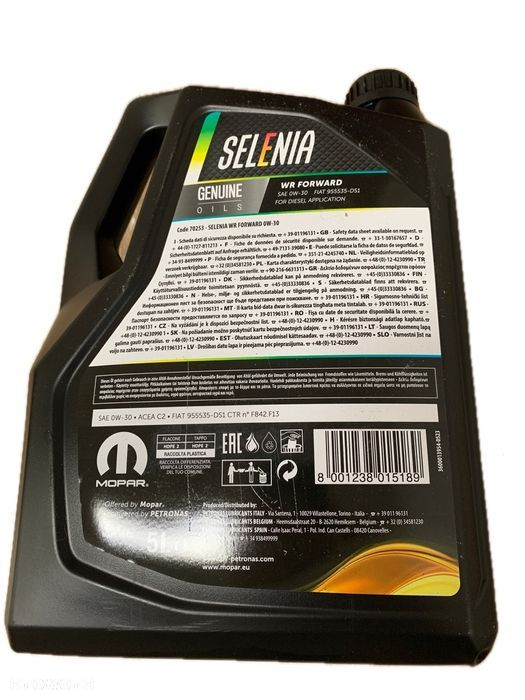 Olej silnikowy Selenia WR Forward 0W30 C2 5L PETRONAS Fiat  Ducato - 2