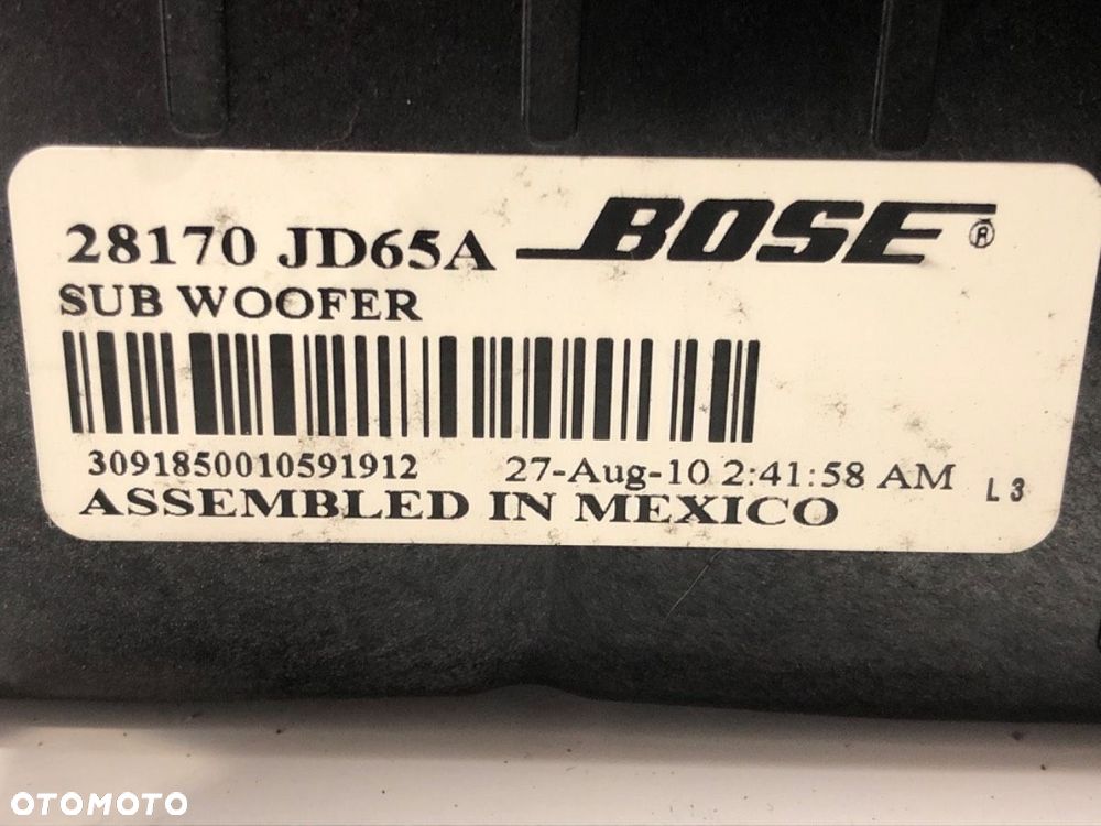 SUBWOOFER BOSE - 138.00 PLN - NISSAN QASHQAI / QASHQAI +2 I (J10, NJ10, JJ10E) 2006 - 2014 2.0 104 - 4