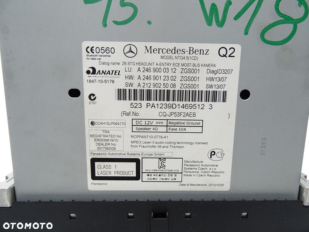 RADIO RADIOODTWARZACZ CD NAVI NAWIGACJA A2469000312 MERCEDES W176 A-KLASA - 8