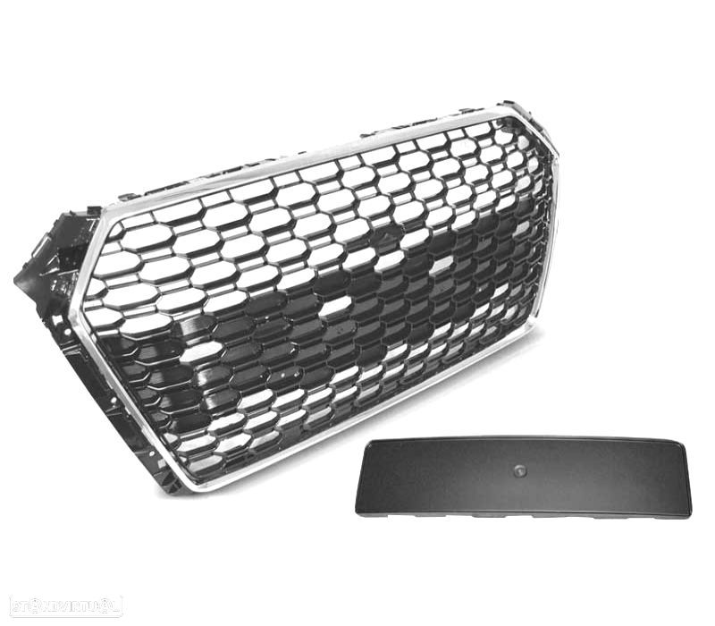 GRELHA FRONTAL AUDI A4 B9 15-19 CROMO PRETO LOOK RS4 - 5