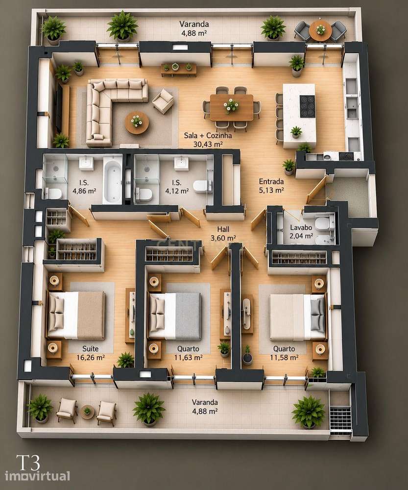 PARADELA GARDENS | T3 | NOVO | BOX 3 CARROS - Grande imagem: 3/15