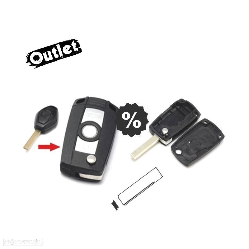 R147278C1 CARCAÇA CHAVES BMW QUADRADA LAMINA LISA + CHIP - 1