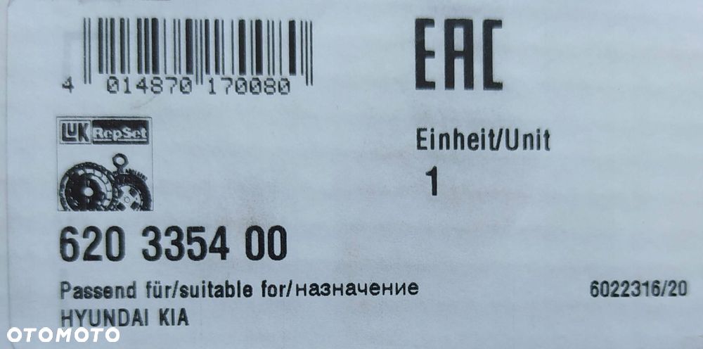 NOWY Zestaw sprzęgła 620335400 LUK Hyundai KIA - 1