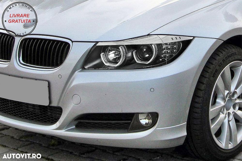 Faruri 3D LED Angel Eyes BMW Seria 3 Limousine E90 Touring E91 (03.2005-08.2008) L- livrare gratuita - 24