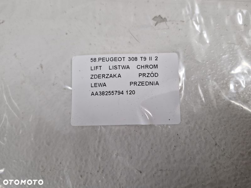 PEUGEOT 308 T9 II 2 LIFT LISTWA CHROM ZDERZAKA PRZÓD LEWA PRZEDNIA AA38255794 - 6