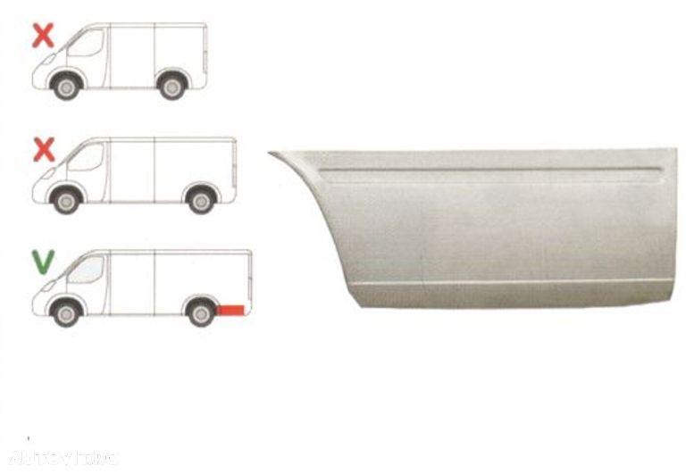 Segment reparatie aripa spate Mercedes Sprinter 1995-2007 VW LT 1995-2006 L=2900 stanga/dreapta, Spate, baza roti :4025 mm, in spatele rotii - 1