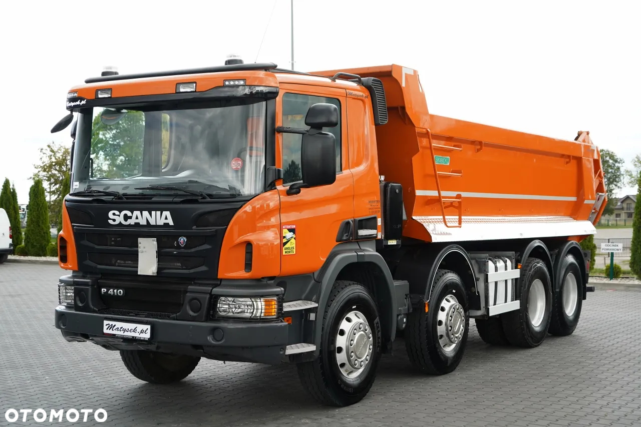 Scania P 410 / 8x4 / WYWROTKA TYLNOZSYPOWA / 21 TON ŁADOWNOŚCI / OPONY 100% - 8