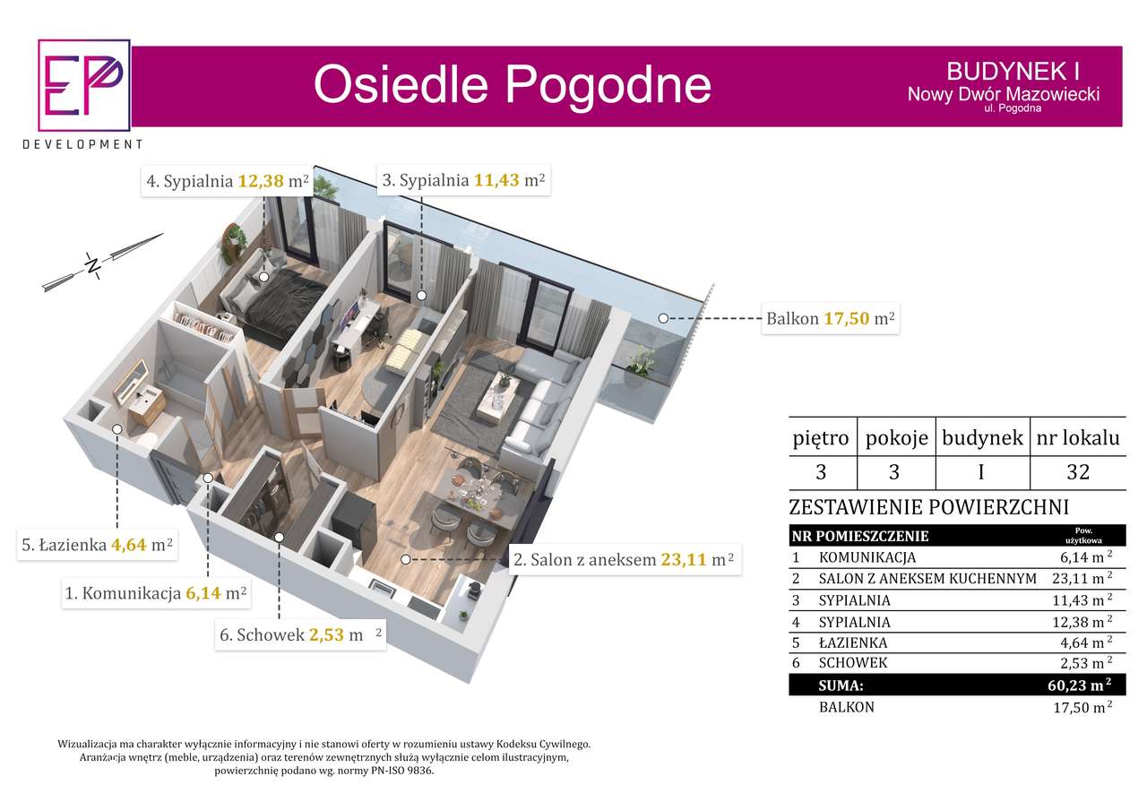 Przestronne 3-pokojowe mieszkanie z balkonem