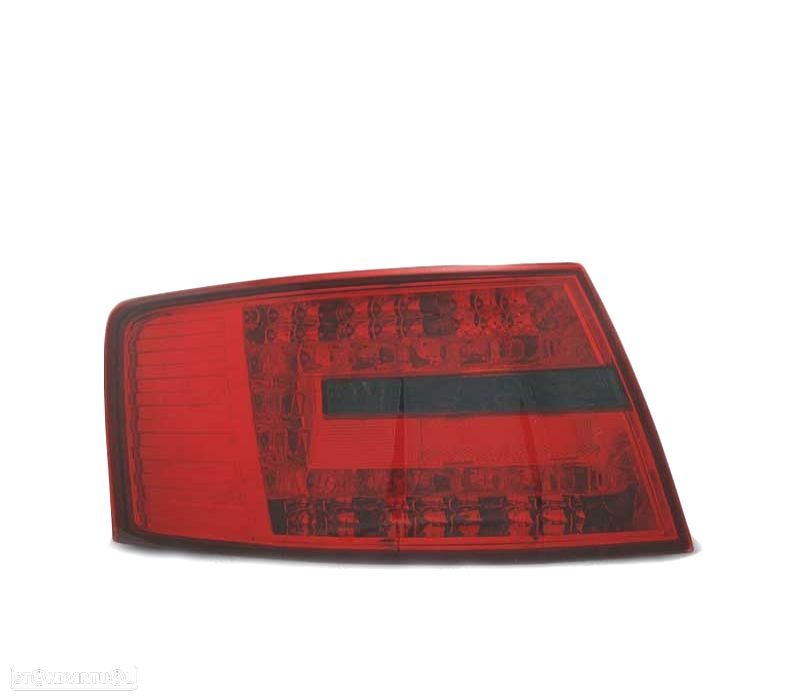 FAROLINS TRASEIROS LED AUDI A6 C6 SEDAN 04-08 RED SMOKE VERMELHO FUMADO-ESCURECIDO - 1