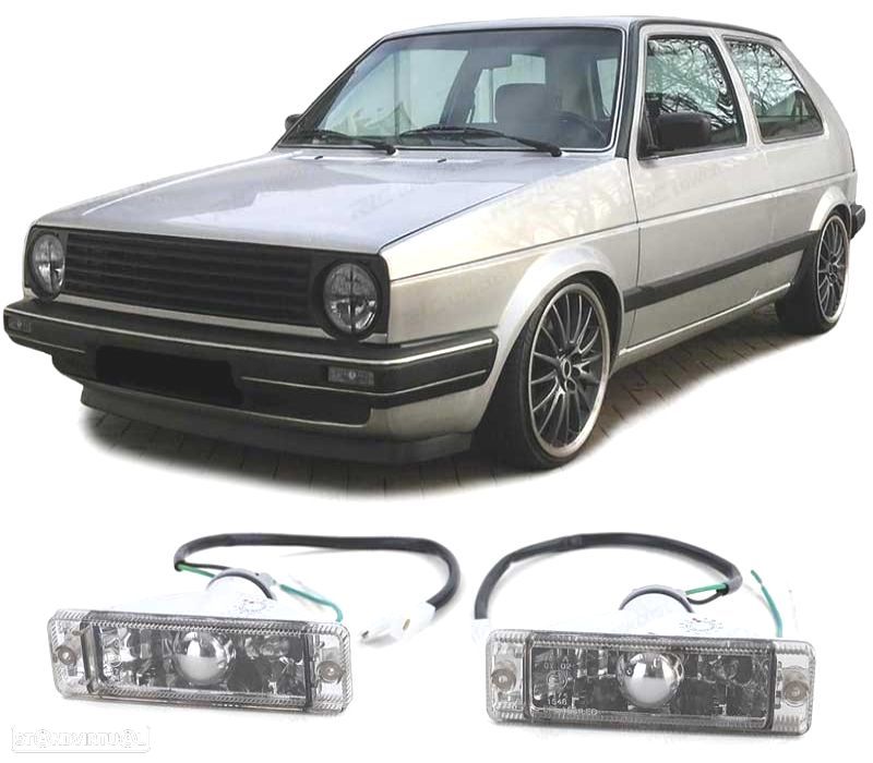 PISCAS FRONTAIS VOLKSWAGEN VW GOLF JETTA POLO CRISTAL CLARO PRETO COM LUZES DE POSIÇÃO - 1