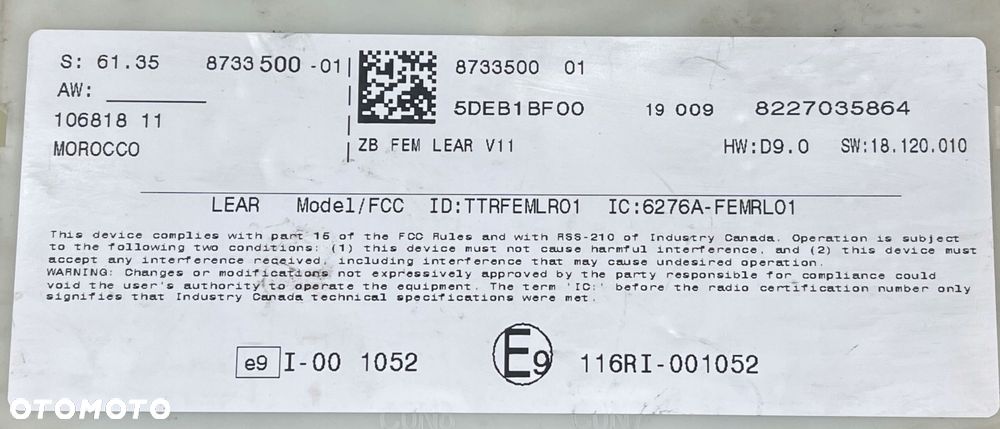 M8 STEROWNIK MODUŁ BDC FEM BMW 1 F20 8733500 - 2