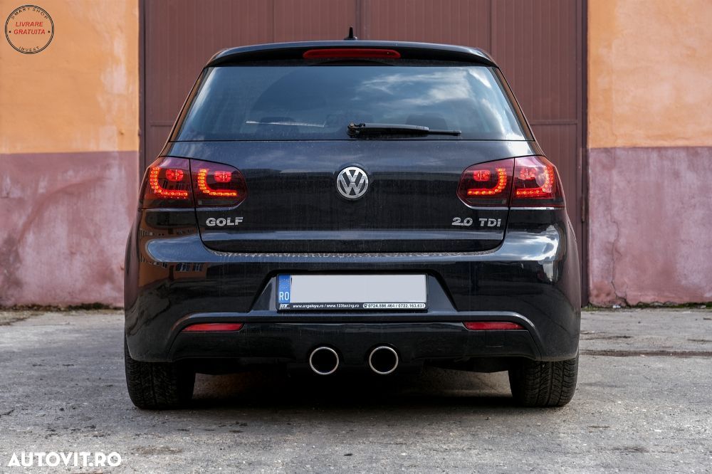 Bara Spate si Stopuri Full LED Rosu Fumuriu VW Golf 6 VI (2008-2013) R20 Look- livrare gratuita - 13