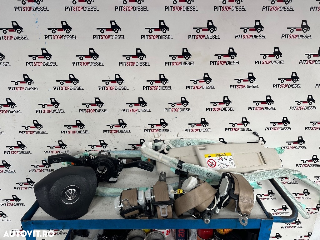 Kit AirBag complet VW PASSAT B7 2010 2011 2012 2013 2014 plansa bord, centuri, cortina, airbag volan MARO - 2