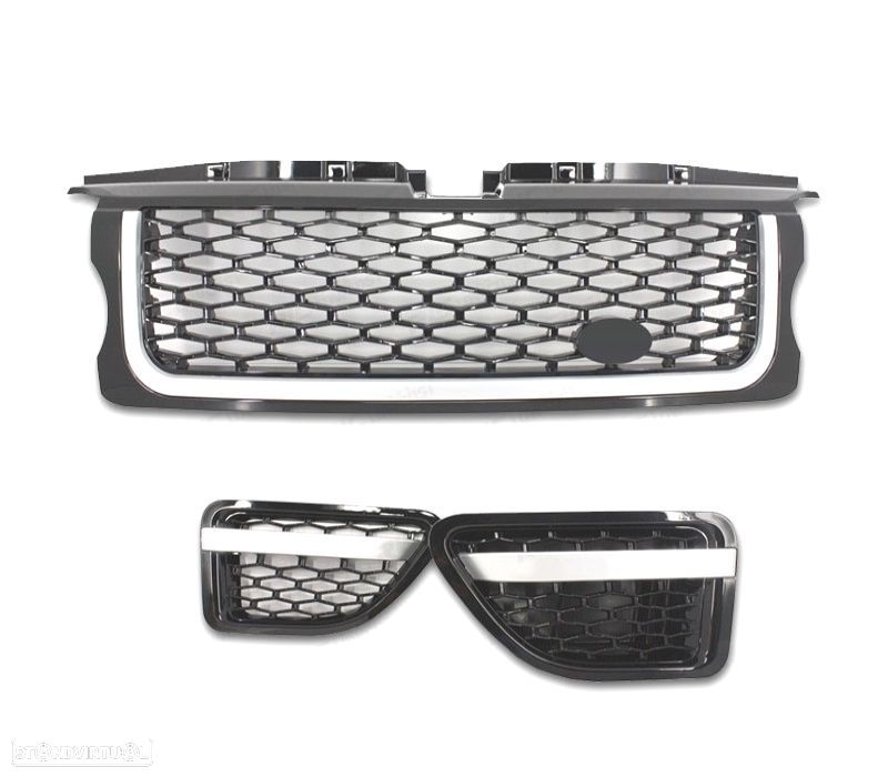 GRELHAS FRONTAIS + LATERAIS RANGE ROVER SPORT 06-09 LOOK PIANO BLACK EDITION - 4