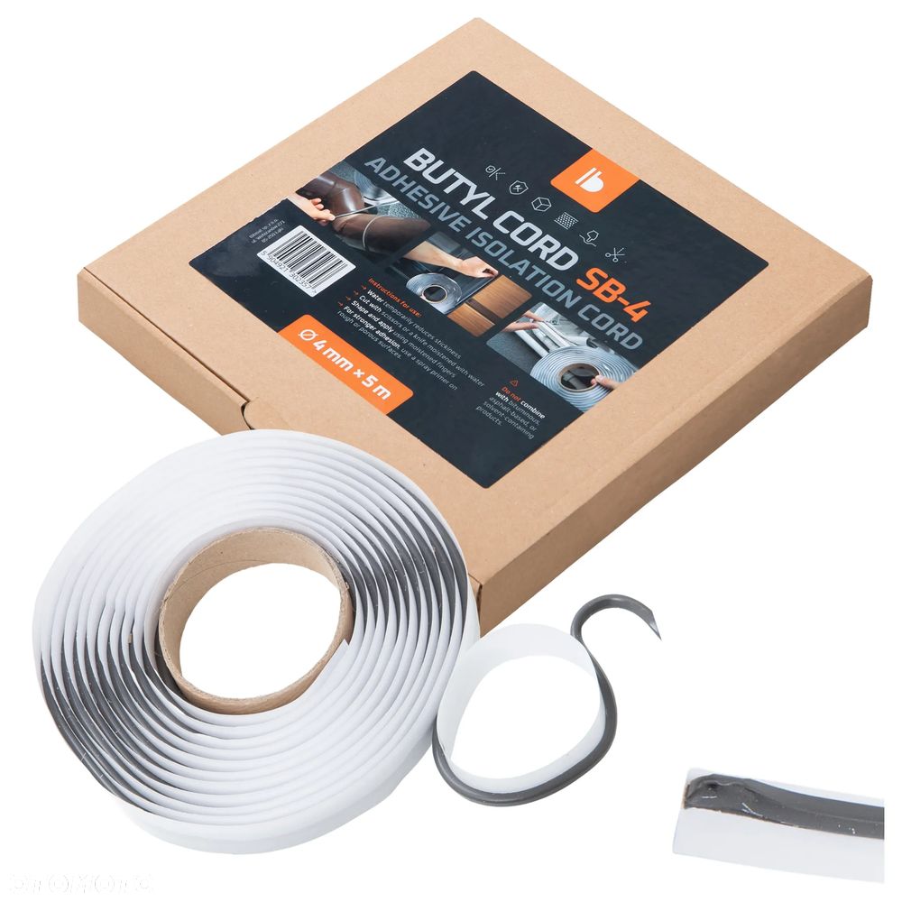 Sznur butylowy uszczelniający Bitmat do lamp szary 4mm 5m - 7