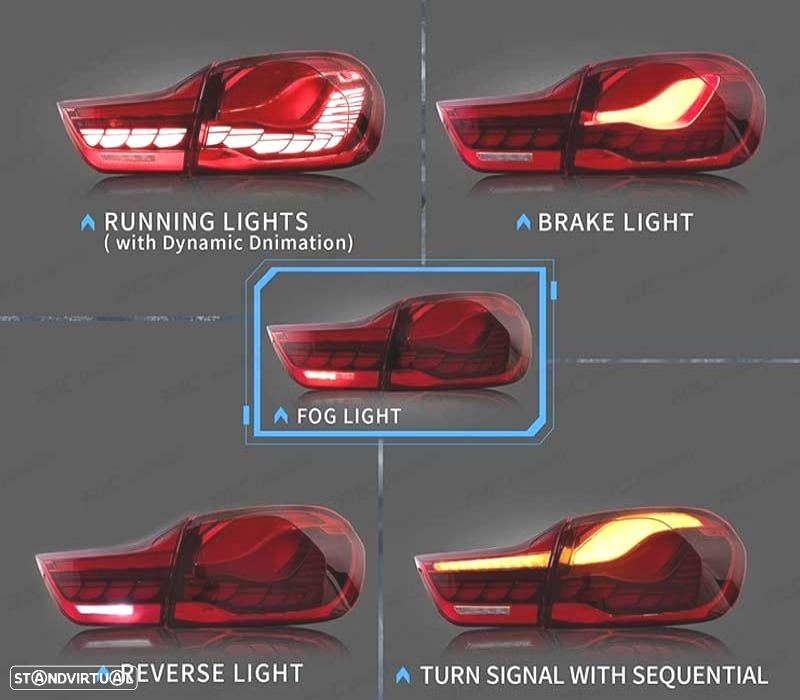 FAROLINS FULL LED BMW F32 F33 F36 13-18 LIGHT BAR OLED FUNDO VERMELHO - 4