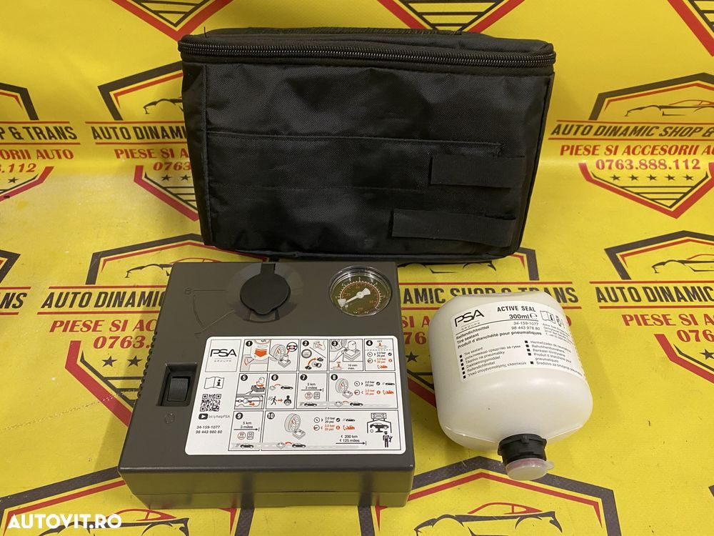Compresor auto umflat roti soluție kit pană OE Peugeot 120w neutiliza - 1