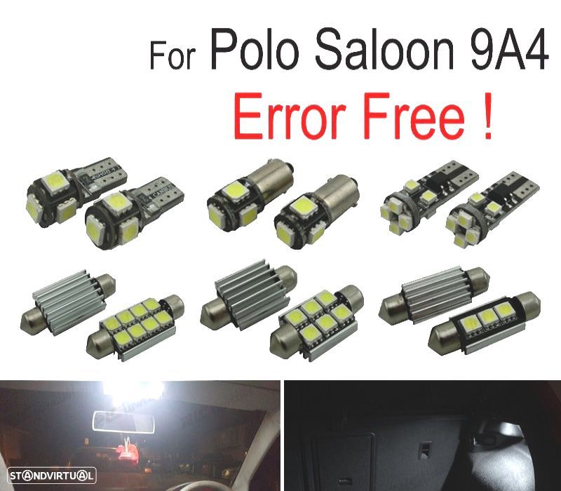KIT COMPLETO DE 12 LAMPADAS LED INTERIOR PARA VOLKSWAGEN VW POLO MK4 SEDAN 9A4 03-10 - 1