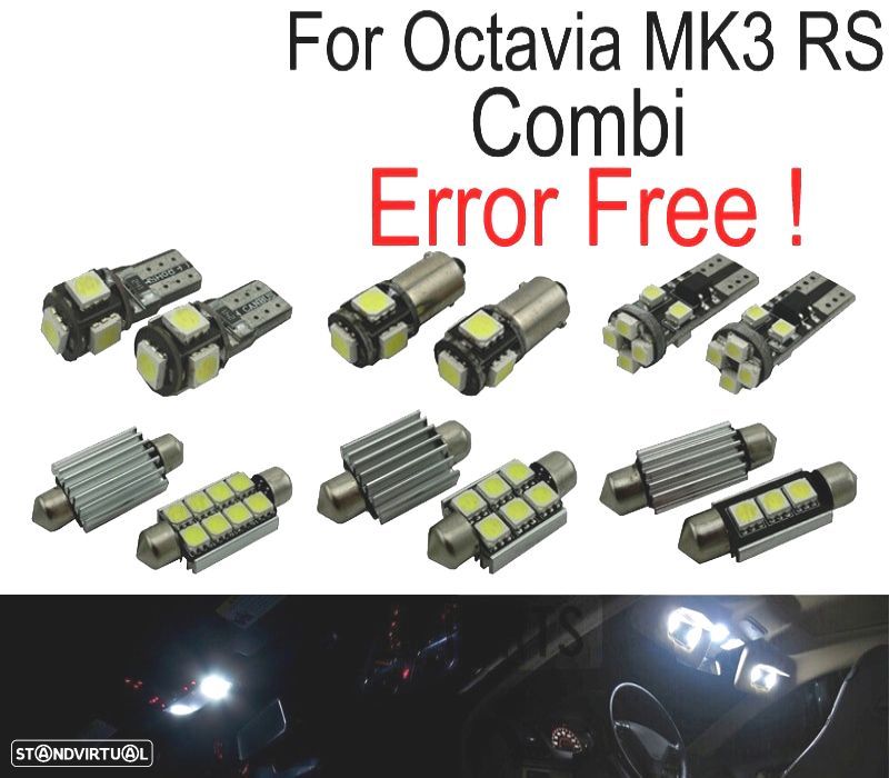 KIT COMPLETO 13 LAMPADAS LED INTERIOR PARA SKODA OCTAVIA 3 MK III RS COMBI 5E5 13- - 1