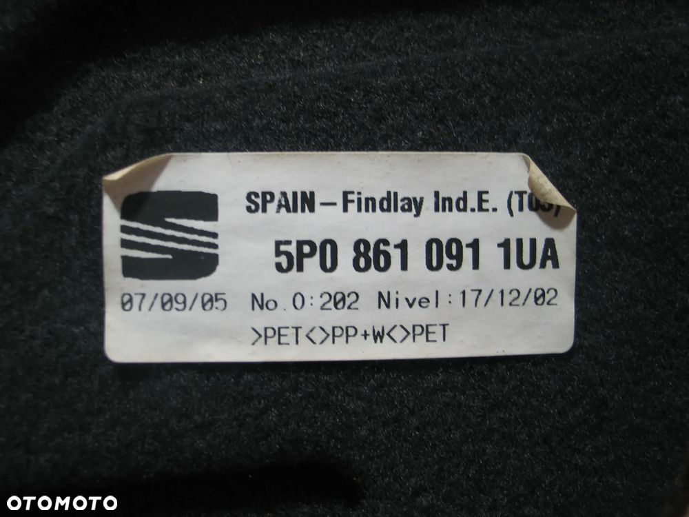 podloga wykladzina bagaznika 5P0858855D + przegroda 5P0861691 seat altea - 17