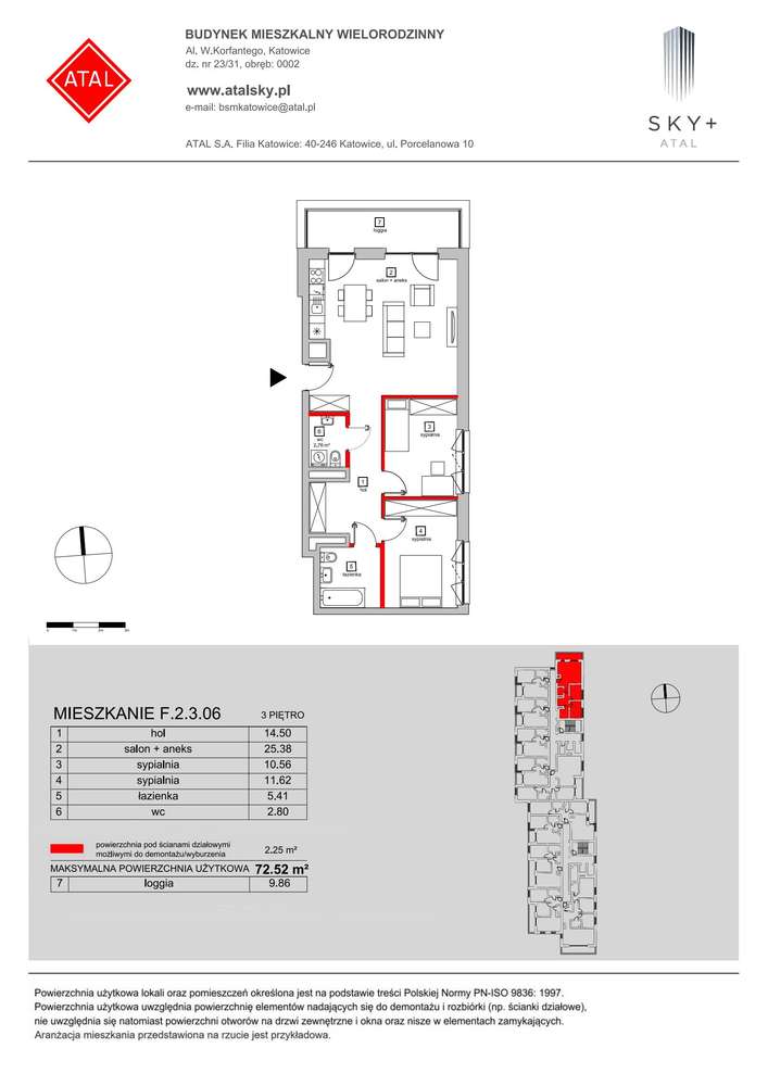 3-pokojowe mieszkanie 72m2 + loggia - Pełny obrazek: 2/24