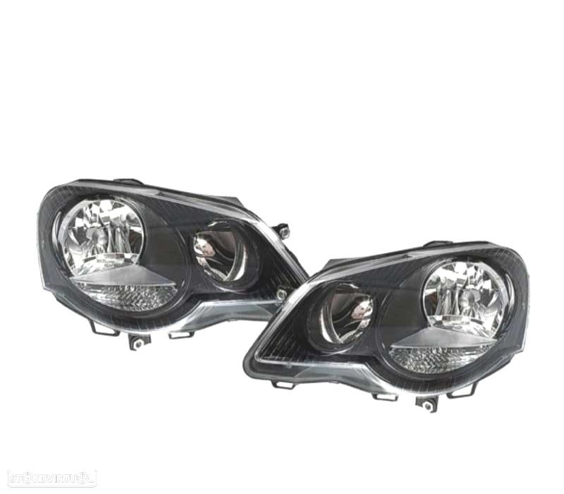 FARÓIS FRONTAIS PARA VOLKSWAGEN VW POLO 9N3,05-09 FUNDO PRETO - 3