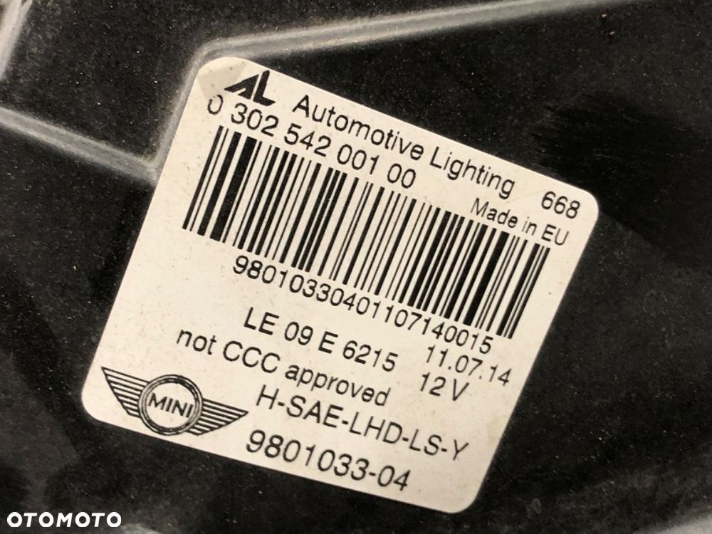REFLEKTOR LEWY PRZÓD  MINI MINI COUNTRYMAN (R60) 2010 - 2016 Cooper 90 kW [122 KM] benzyna 2010 - - 5