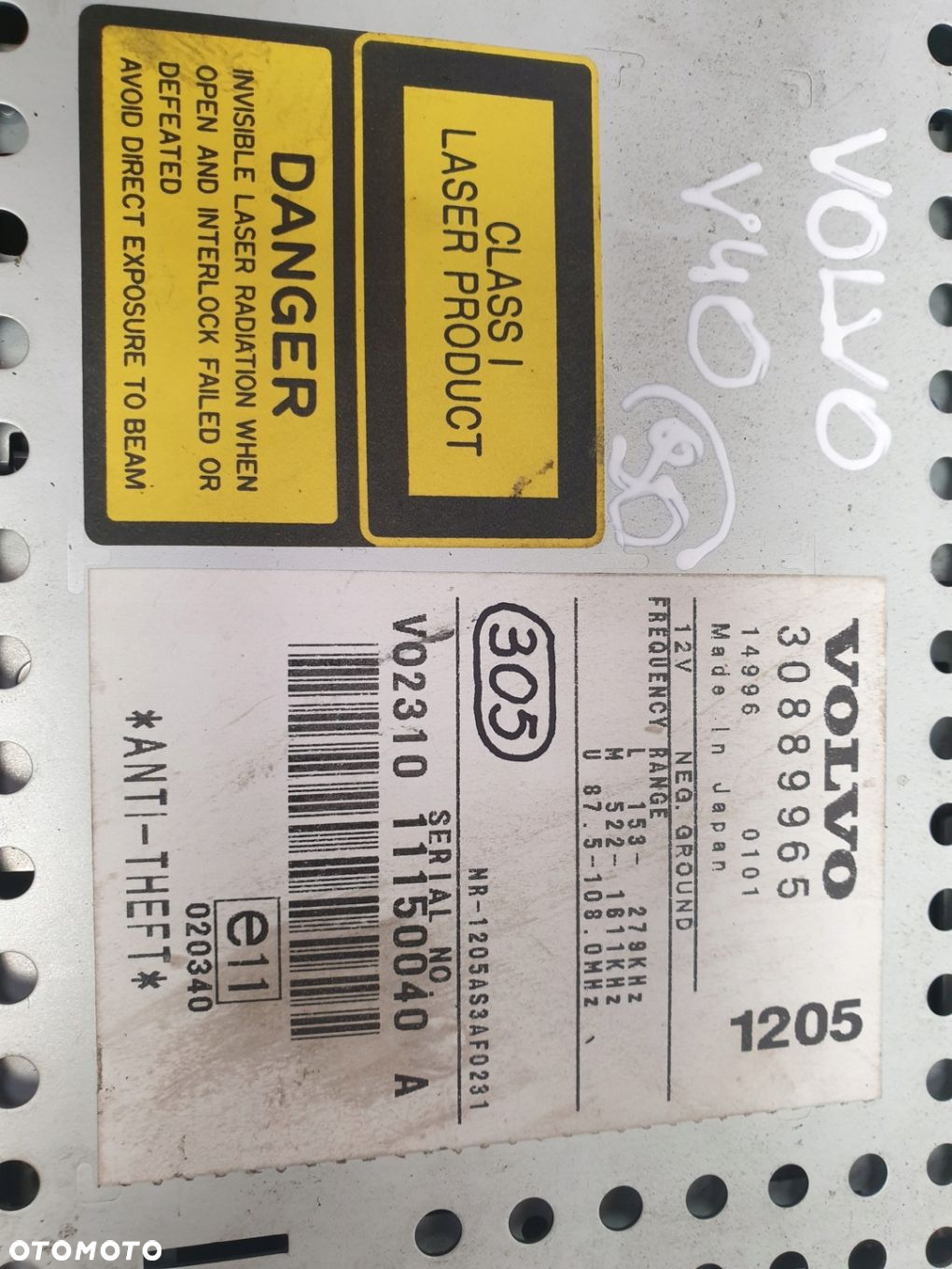 Volvo S40 V40 RADIOODTWARZACZ HU-1205 30889965 - 7