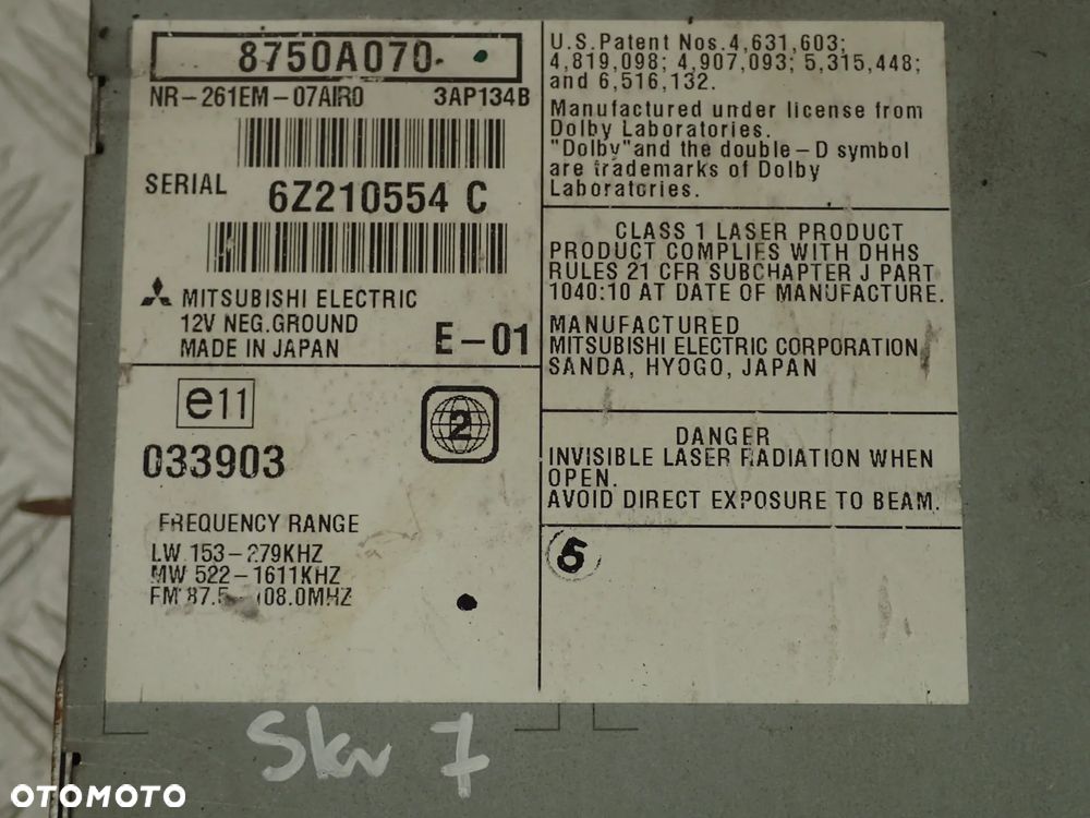 RADIO NAWIGACJA MITSUBISHI OUTLANDER II 8750A070 - 4