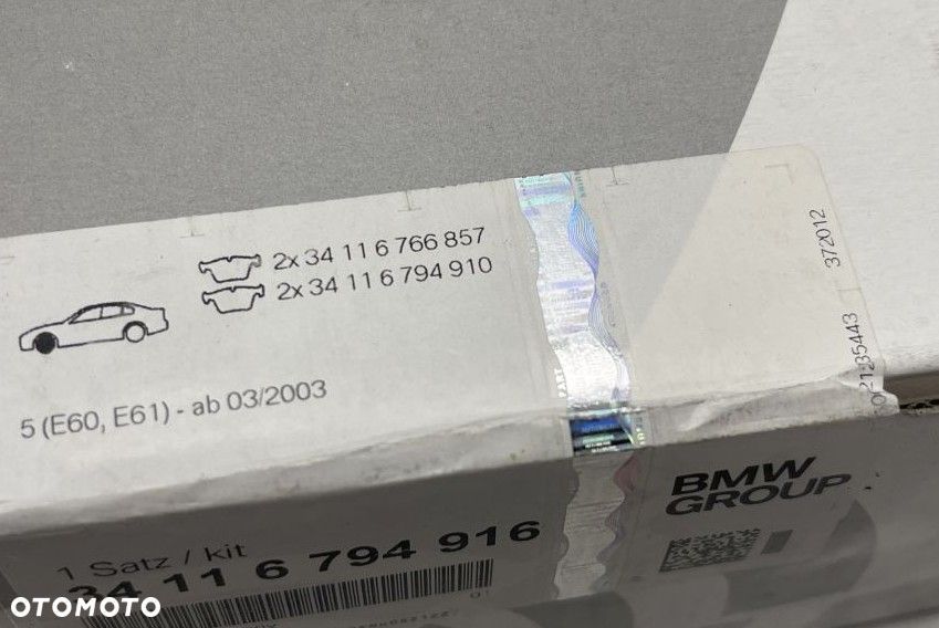 ORYGINALNE KLOCKI HAMULCOWE PRZÓD BMW 5 E60 E61 34116794916 OE - 2