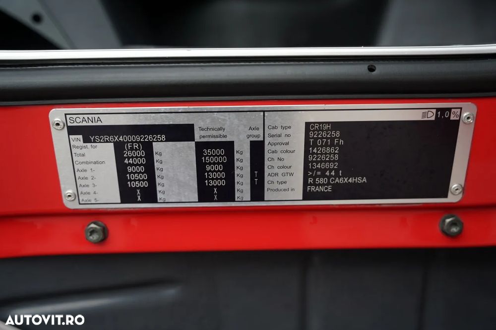 Scania R 580 / V8 / 6x4 / GVM: 95.000 KG / I-PARK COOL/ OPTICRUISE / REMORCĂ TRACTOR 3 AXIE - 38