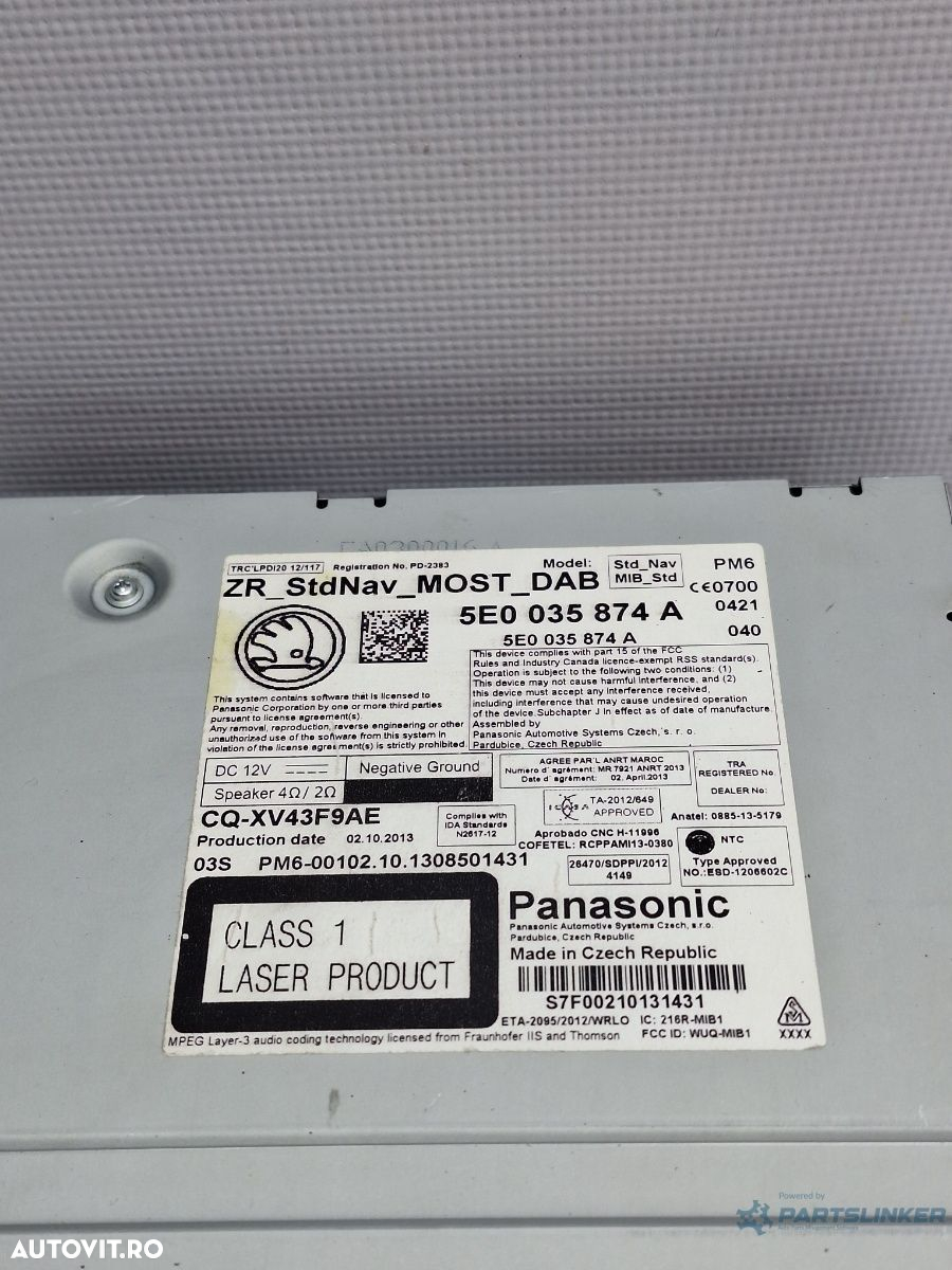 Unitate multimedia SKODA OCTAVIA Combi 5E5 2012 - > TDI CKFC, CRMB, CYKA 5E0035874A - 2