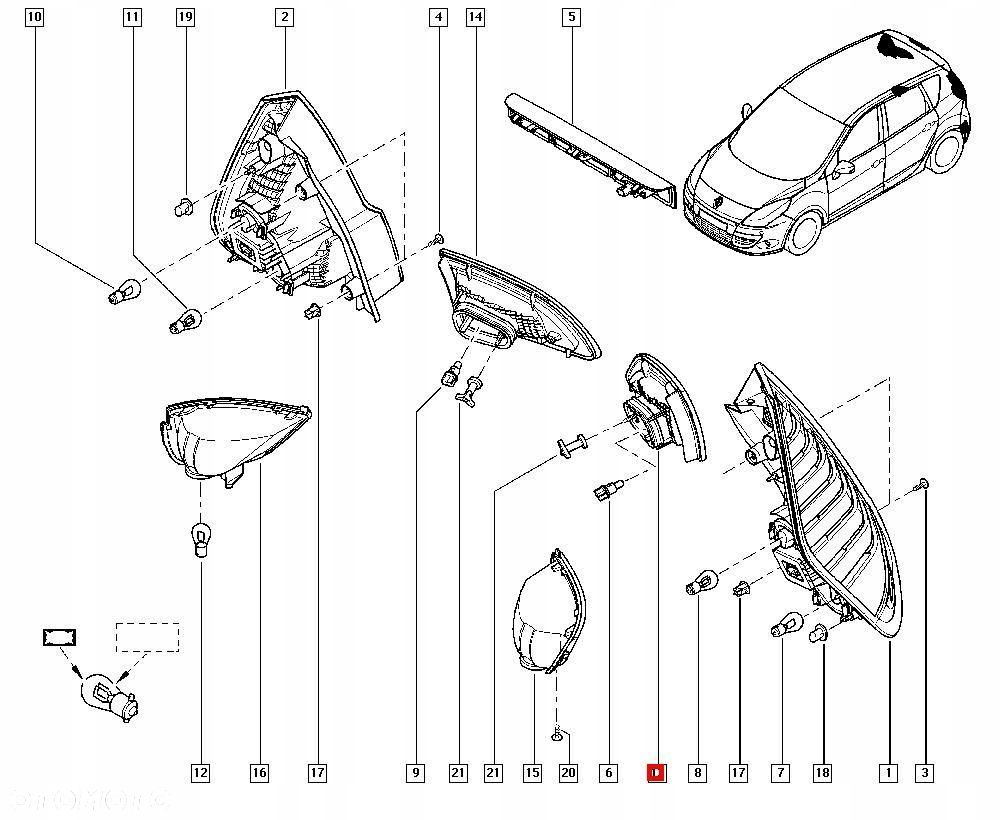 LAMPA KLAPY PRAWY TYŁ RENAULT SCENIC III 265550018R - 7