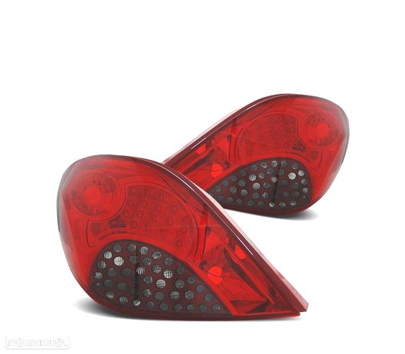 FAROLINS TRASEIROS PEUGEOT 207 06-12 LED VERMELHOS FUMADO - 1