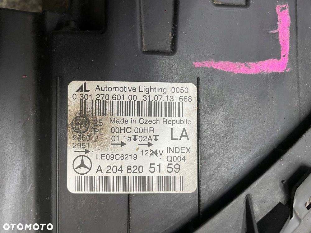 Lampa lewa przednia lewy przod soczewka H7 Mercedes W204 LIFT BDB ORG UK - 9