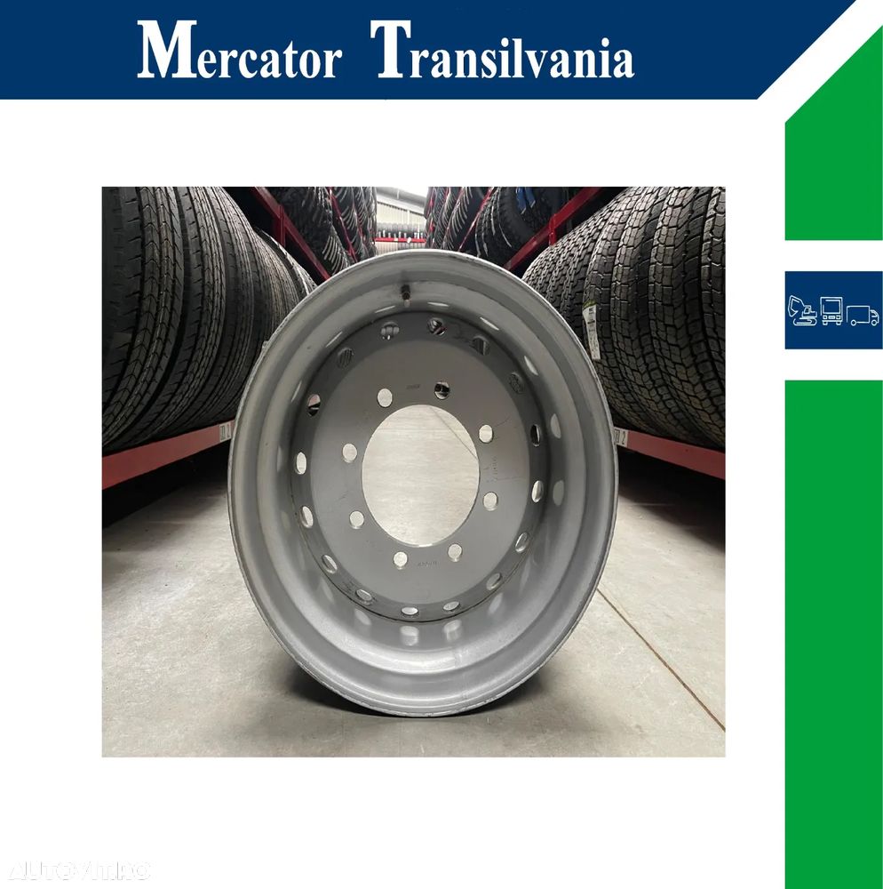 Janta NOUA  Otel 11.75X22.5 Akojant 8 prezoane, 105 mm intre prezoane, fiu 220 mm, flansa interioara Valva exterioara Toate Pozitiile - 1