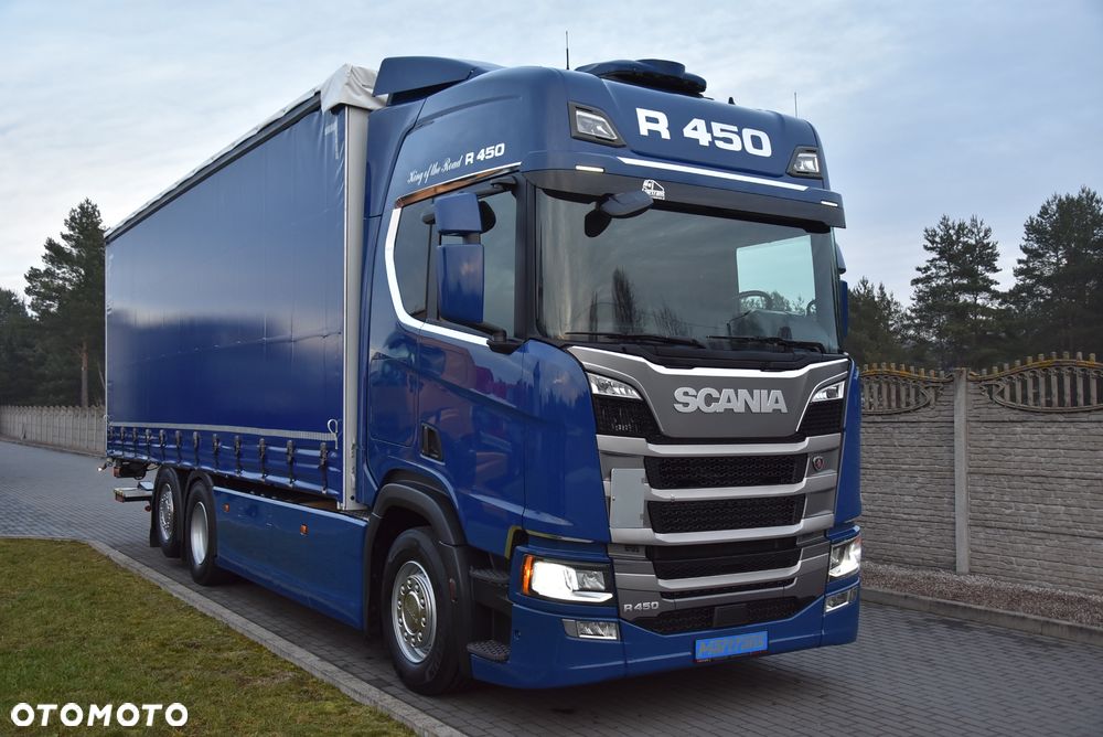 Scania R450 3-OSIOWA / OŚ SKRĘTNA / FIRANA 8.2M / 20 EUROPALET/ NAVI / SKÓRY / RETARDER / KLIMA POSTOJOWA / CAŁA NA PODUSZKACH / WINDA DHOLLANDIA/ AUTOMAT / STAN IDEALNY !! - 4