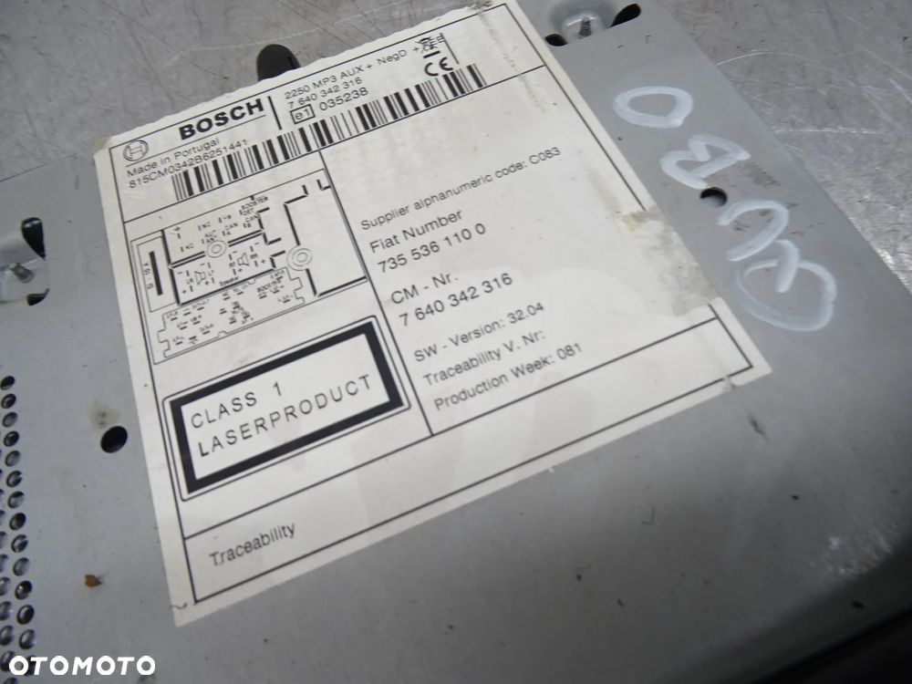 FIAT QUBO 08-16 1.4B RADIO RADIOODTWARZACZ 7355361100 - 6