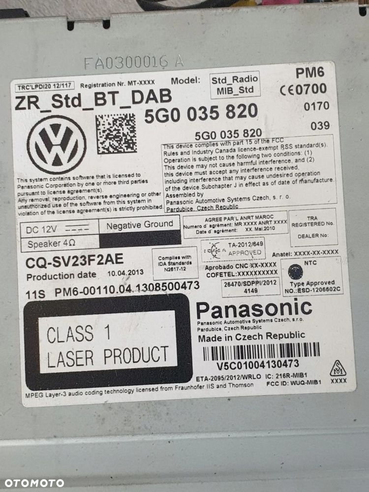 CZYTNIK CD SD BLUETOOTH VW GOLF VII 5G0035820 - 5