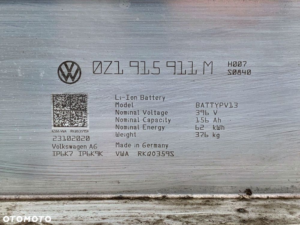 BATERIA HYBRYDA 62 kWh 156 Ah  VW ID.3 (E11) 2019 - 2022 Pro 150 kW [204 KM] elektryczny 2021 - 2022 - 6