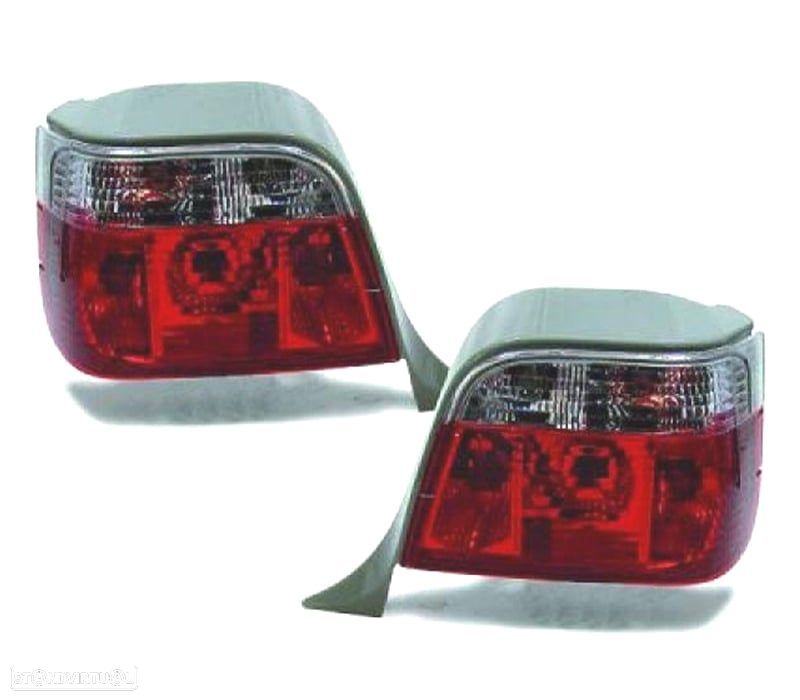 FAROLINS TRASEIROS BMW E36 TOURING 90-99 VERMELHO CROMADO - 1