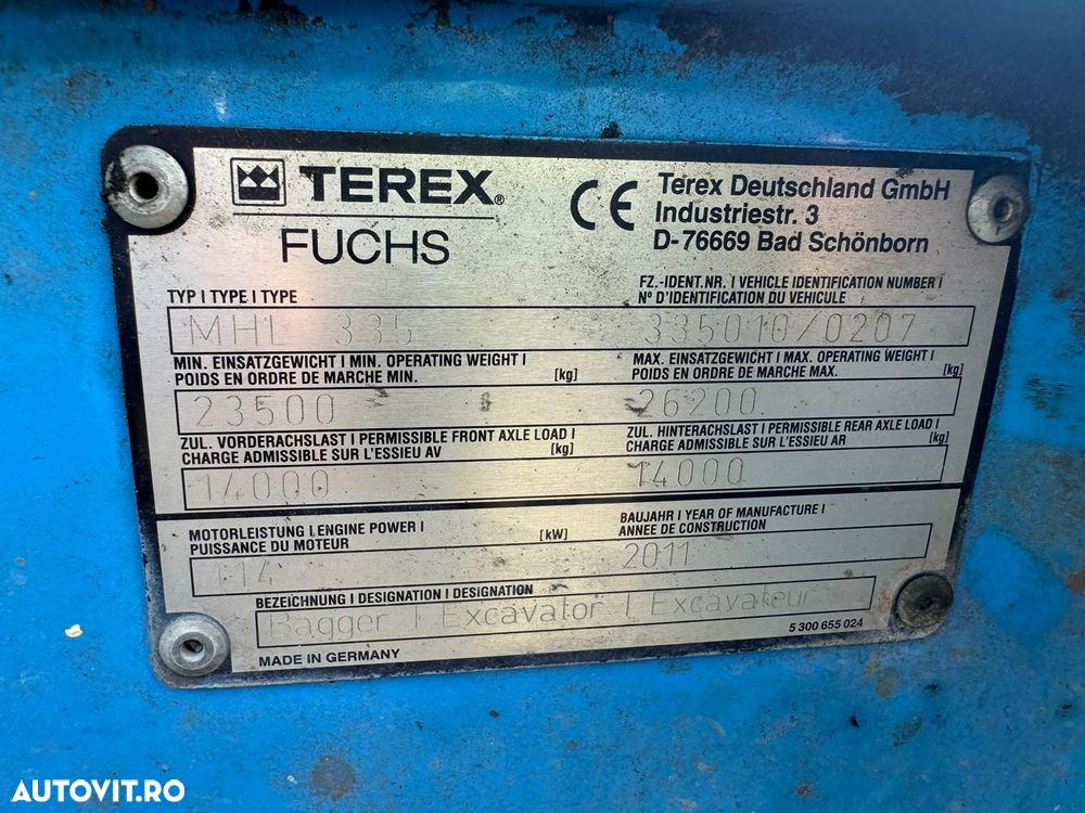 Fuchs MHL 335 Terex Excavator pe roti pentru fier vechi - 7