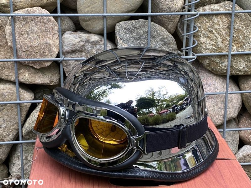 Kask chromowany german + google - 2