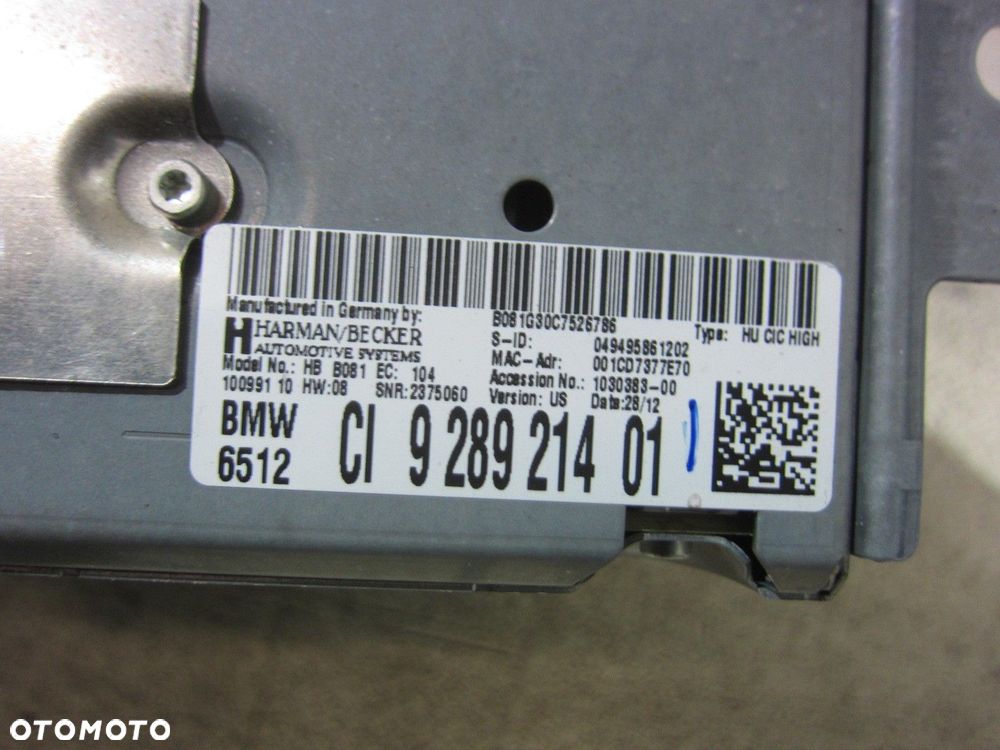 BMW 3 F30 NAWIGACJA RADIO CZYTNIK HARMAN 9289214 9302230 CIC HIGH - 6