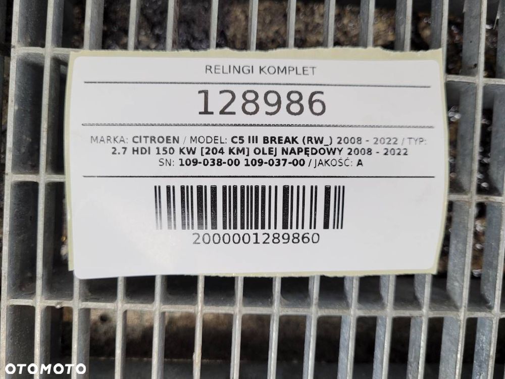 RELINGI KOMPLET DACHOWE CHROM KOMPLET CITROEN C5 III KOMBI - 18